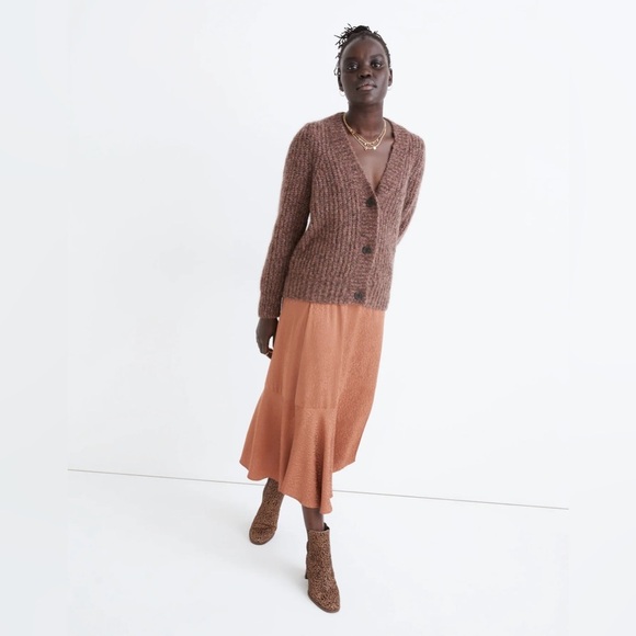 Madewell Willowbend V-Neck Pleat-Sleeve Cardigan Sweater M - Picture 2 of 10